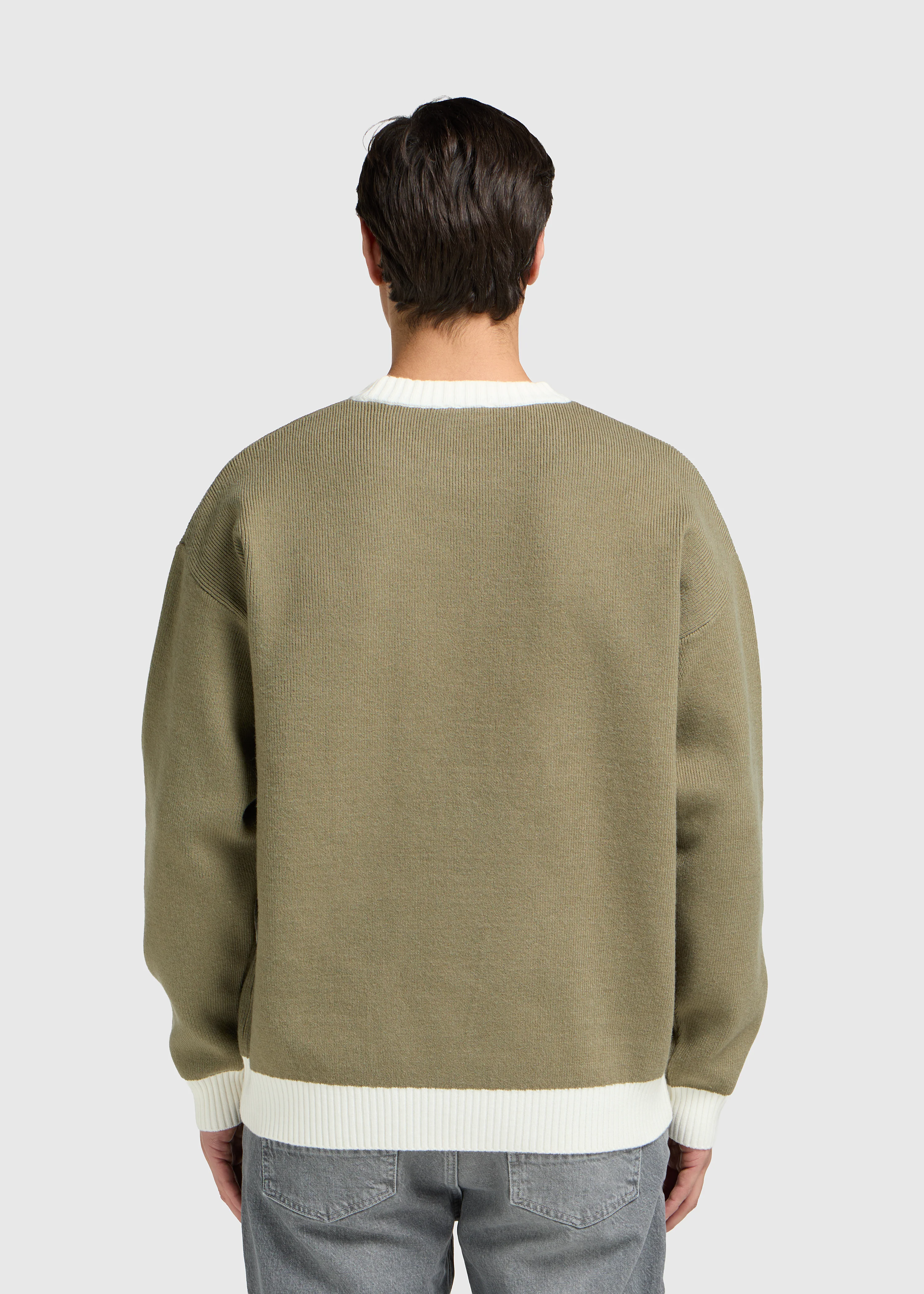 Contrast Knit Crewneck - Green - Image 2