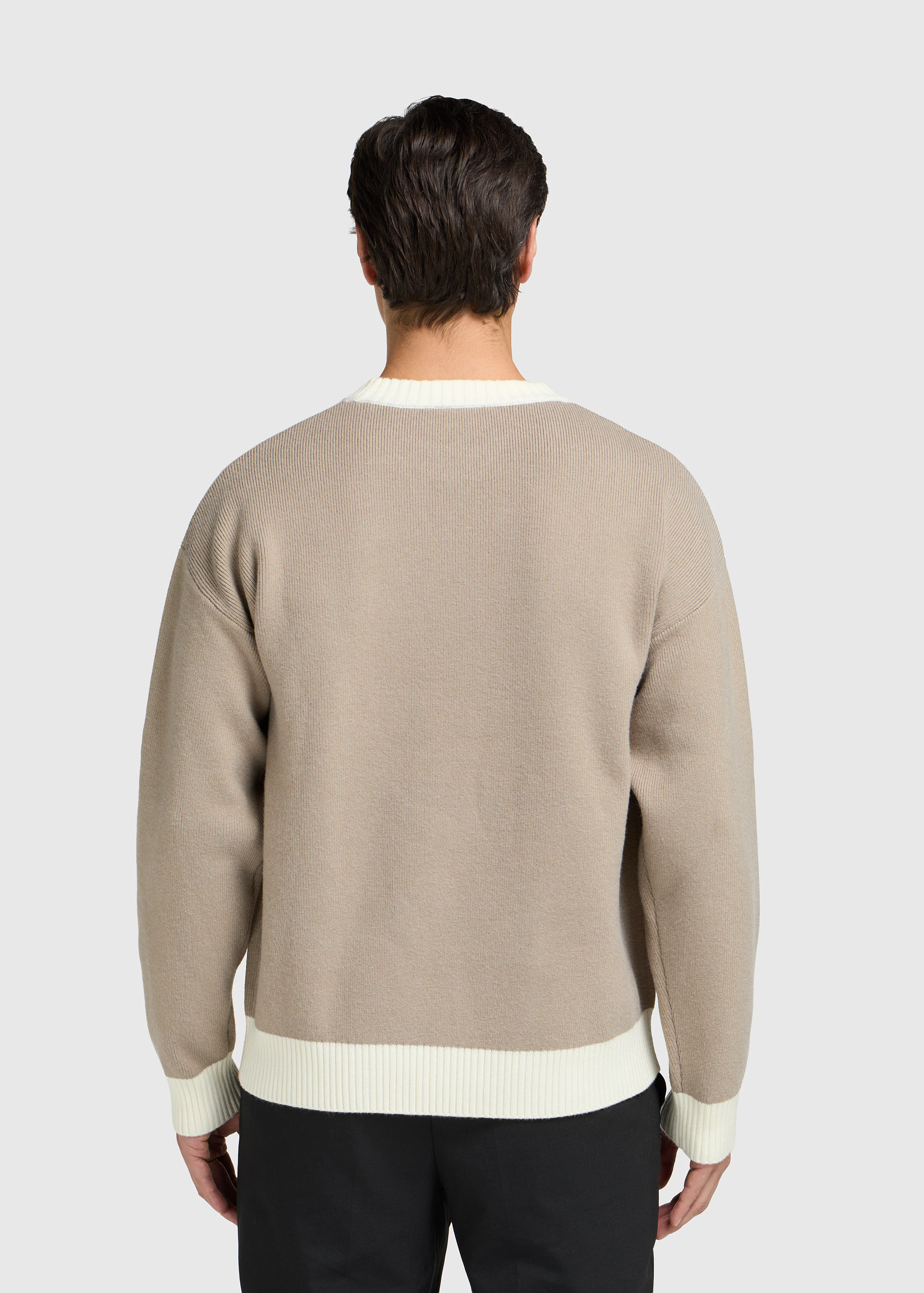 Contrast Knit Crewneck - Grey - Image 2