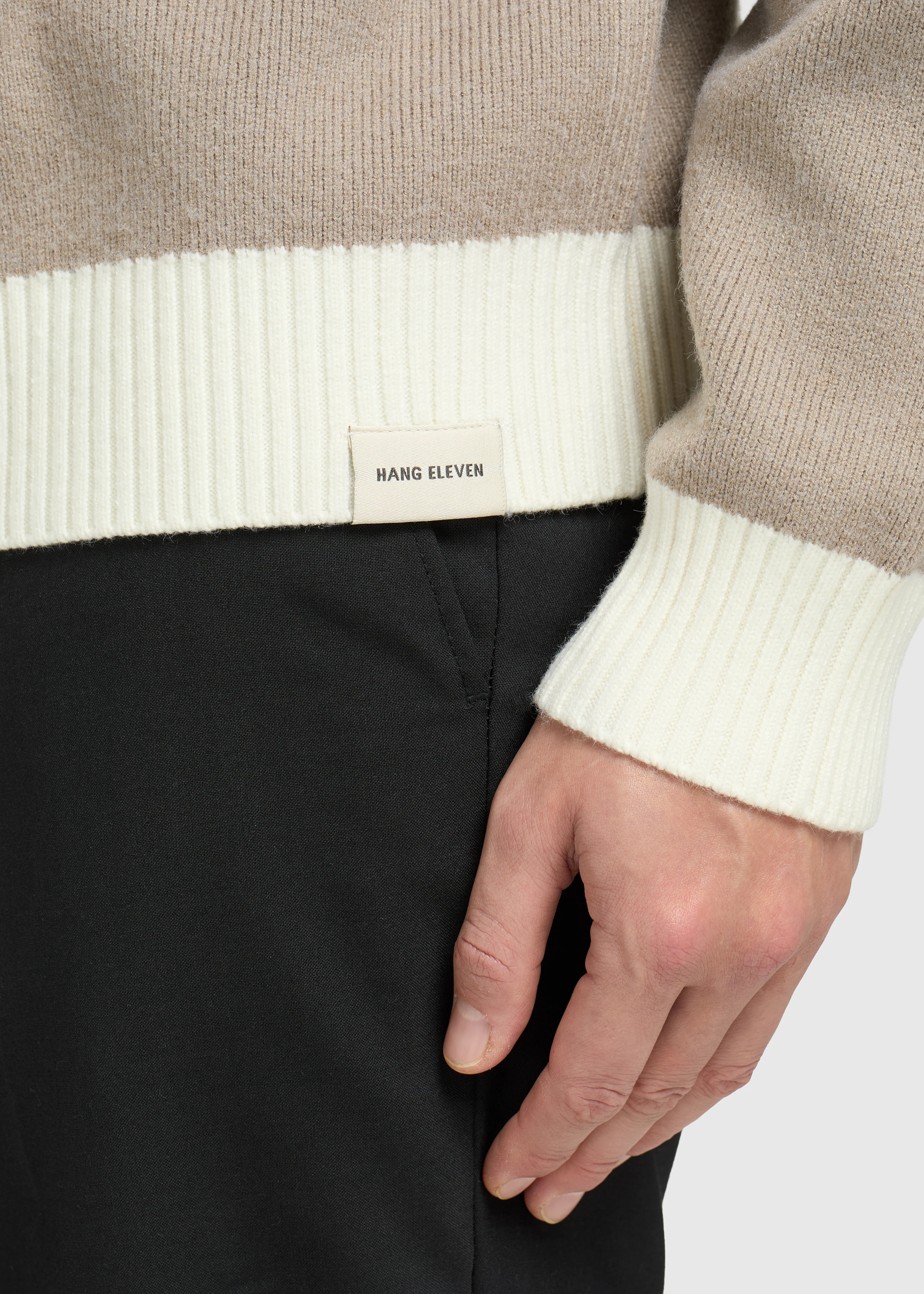Contrast Knit Crewneck - Grey - Image 4