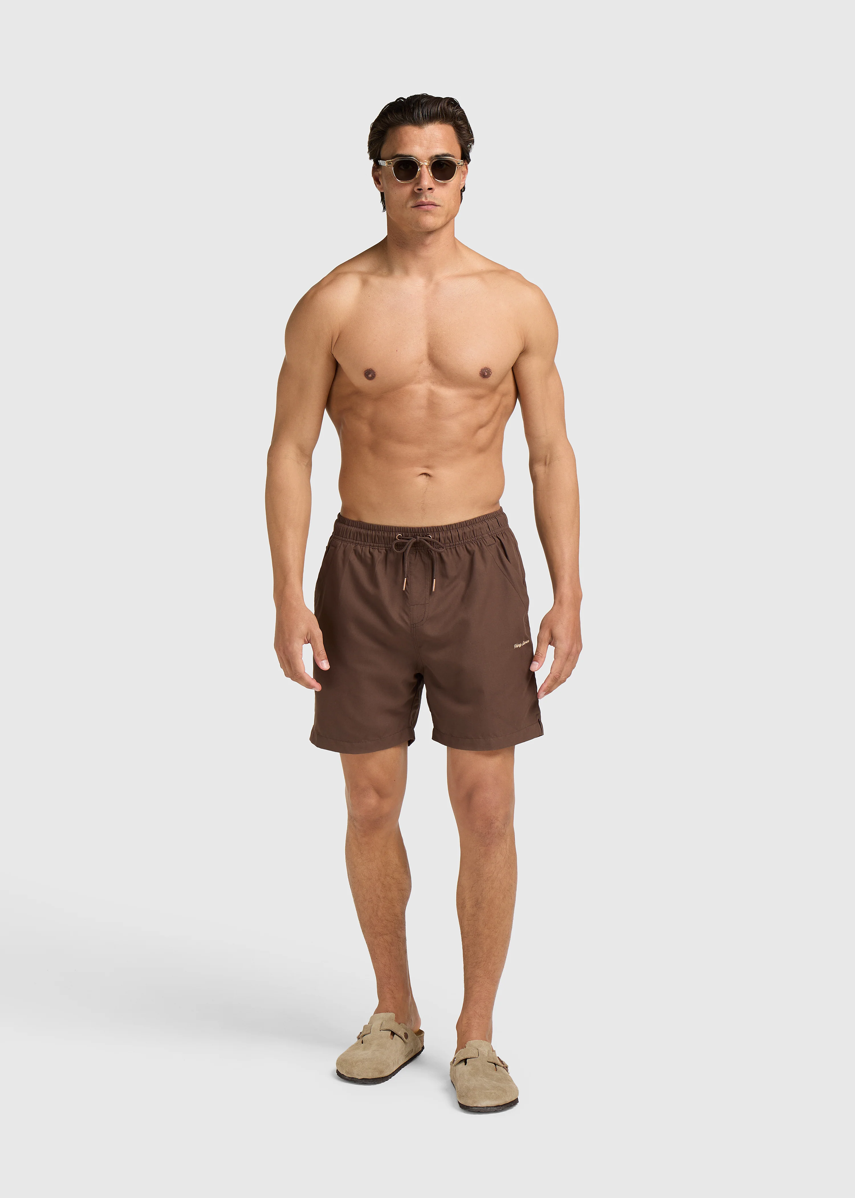Solid Swim Short - Chocolate Brown - Image 10