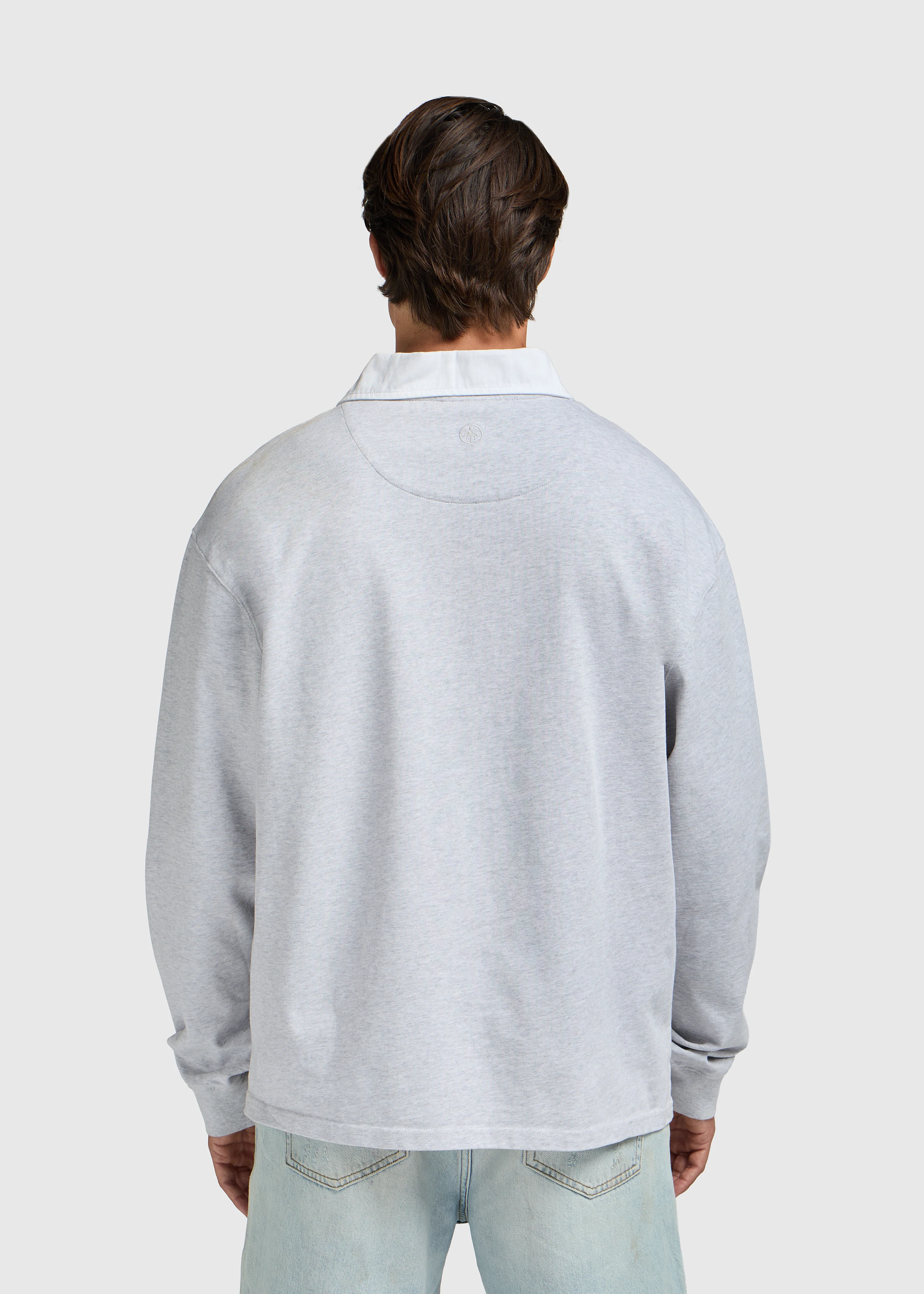 Contrast Collar Polo - Grey Melee - Image 2