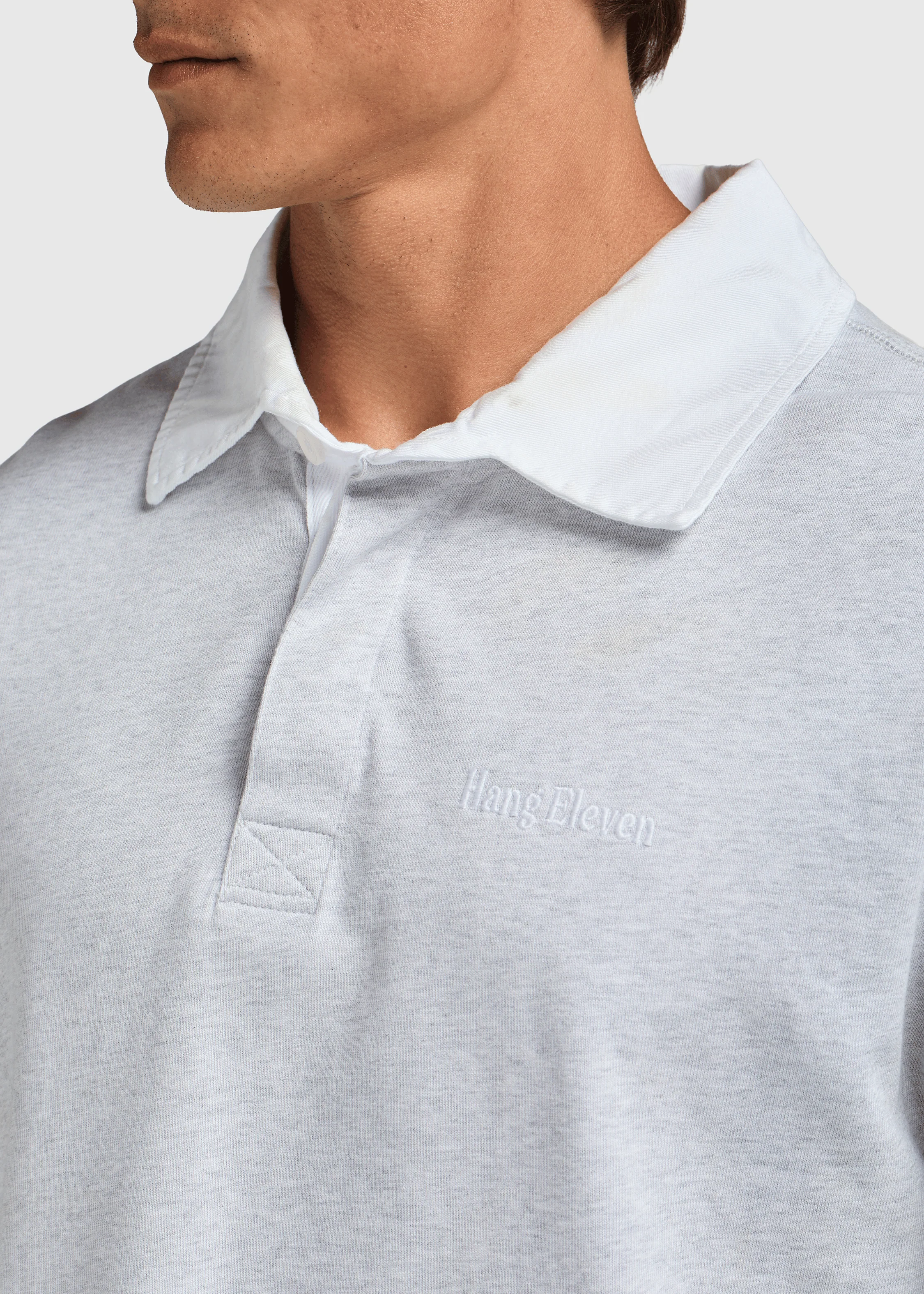 Contrast Collar Polo - Grey Melee - Image 3