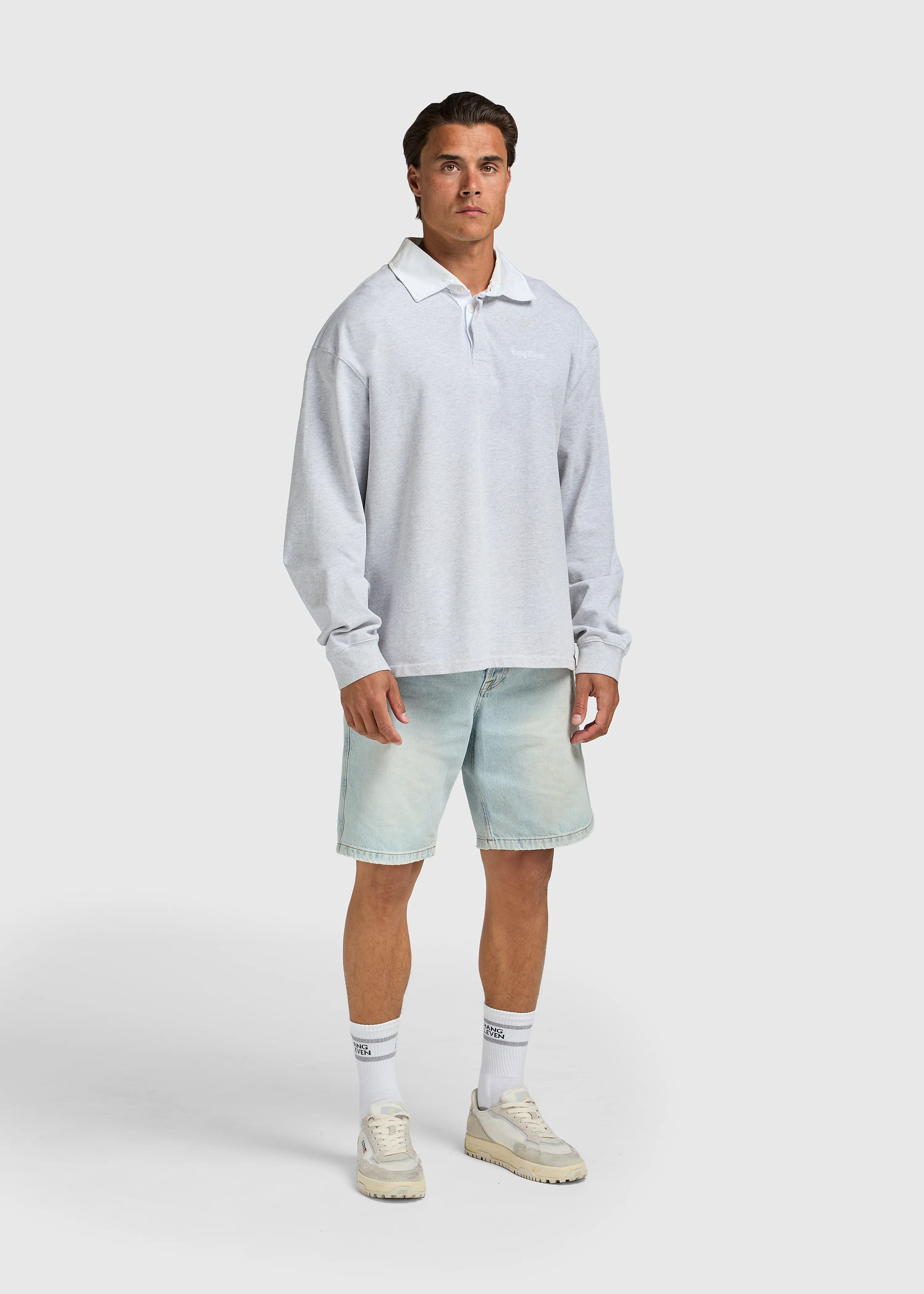 Contrast Collar Polo - Grey Melee - Image 4