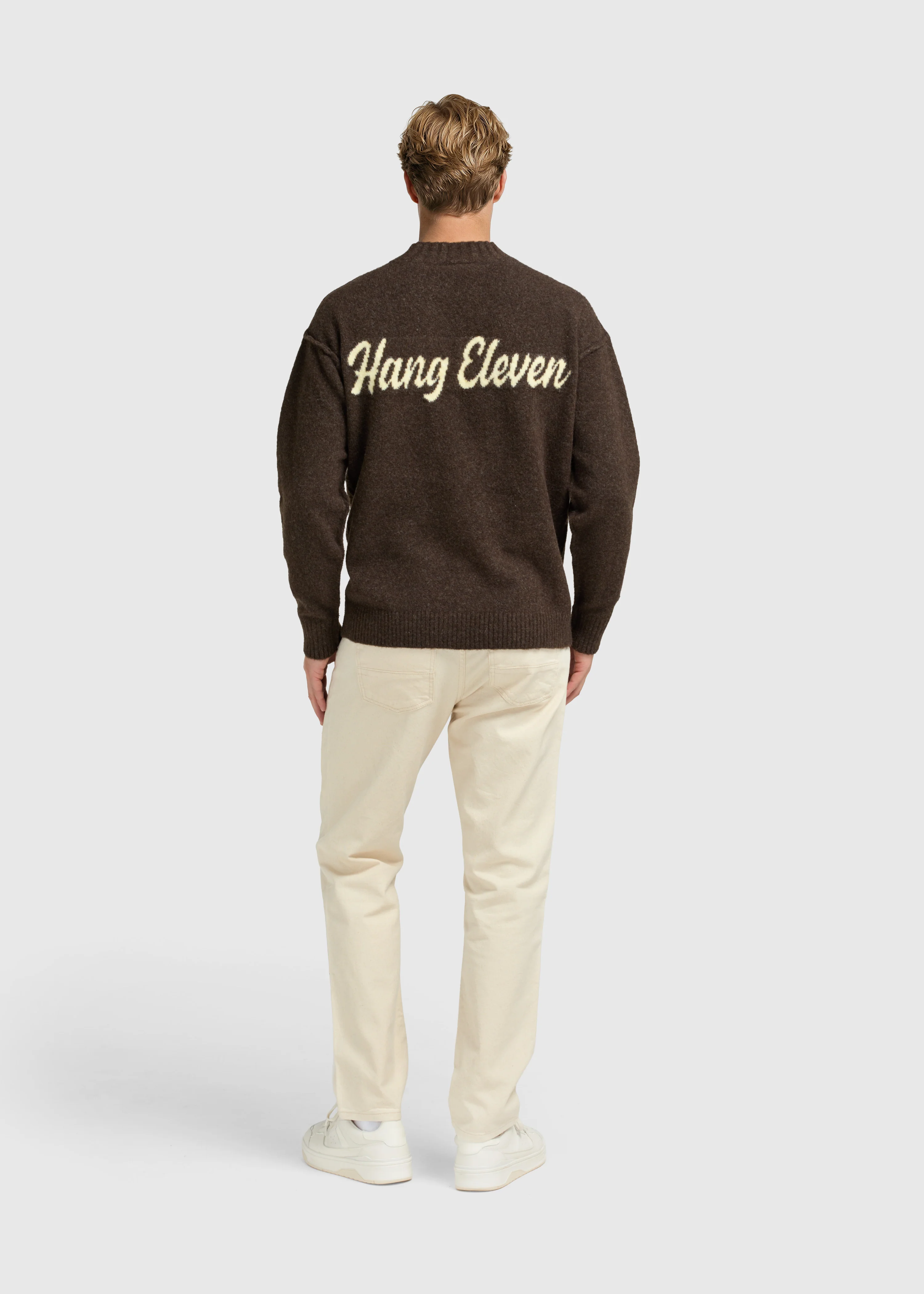 Cozy Brand Knit Crewneck - Brown - Image 5