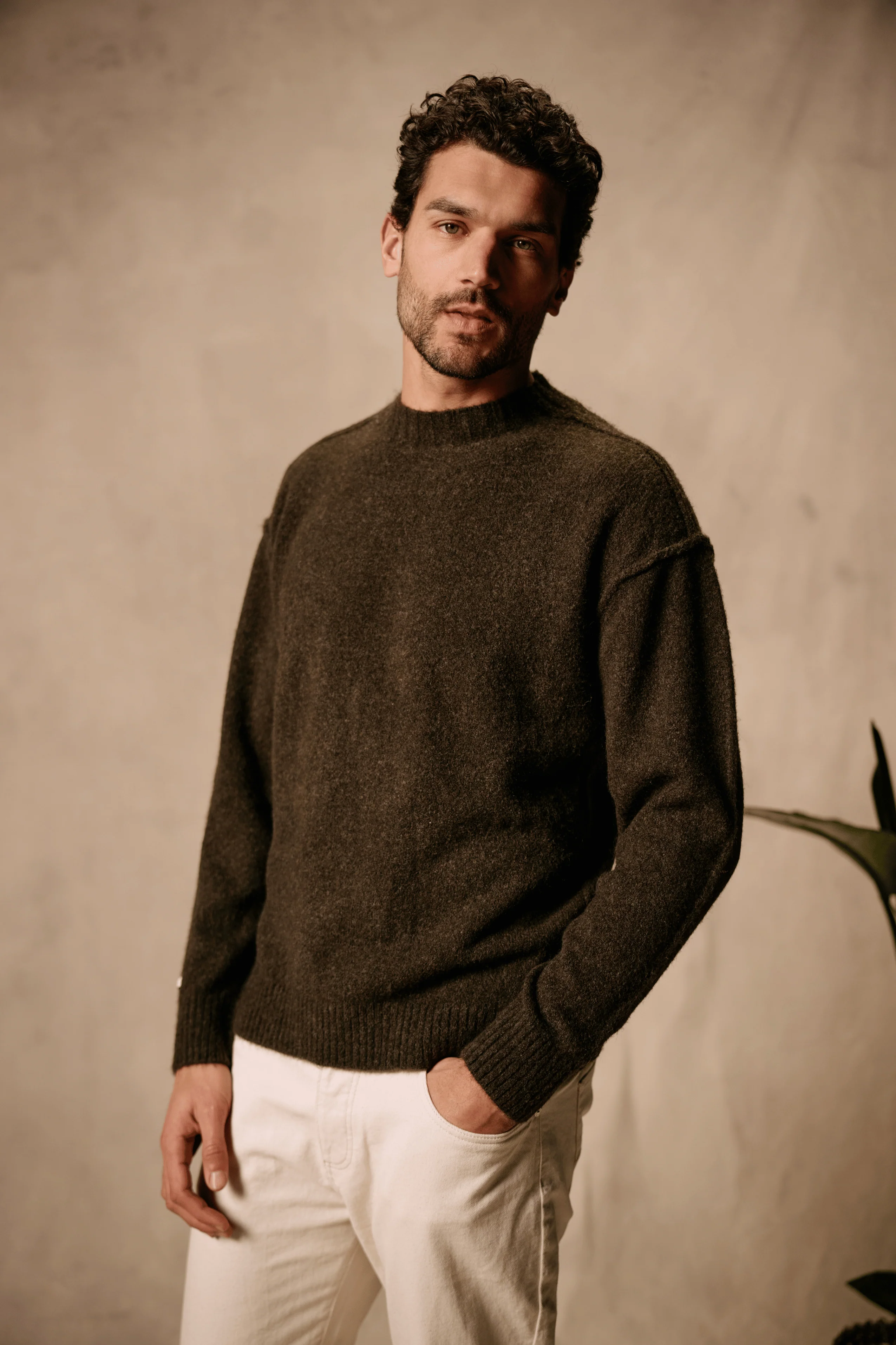 Cozy Brand Knit Crewneck - Brown - Image 6