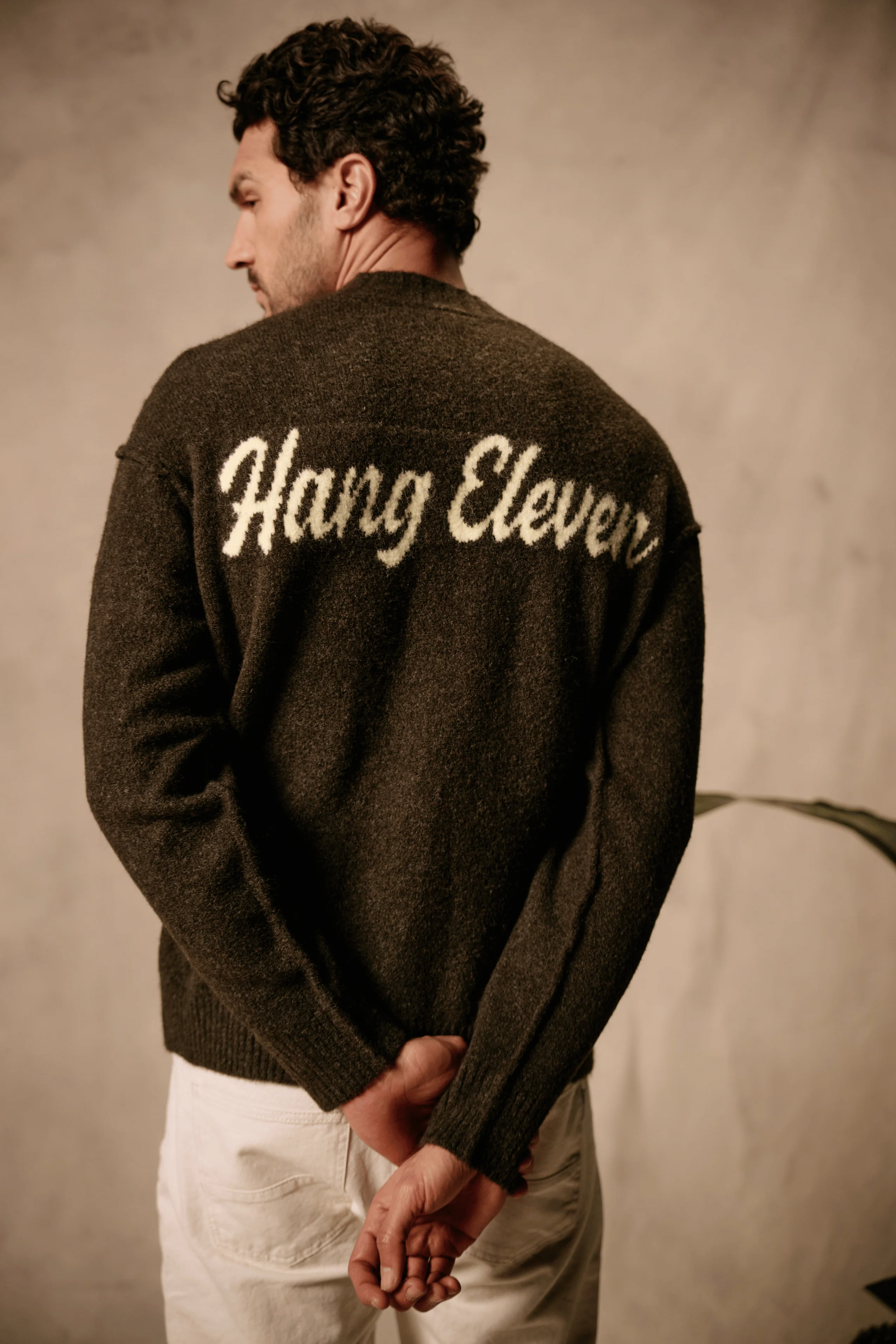 Cozy Brand Knit Crewneck - Brown - Image 7