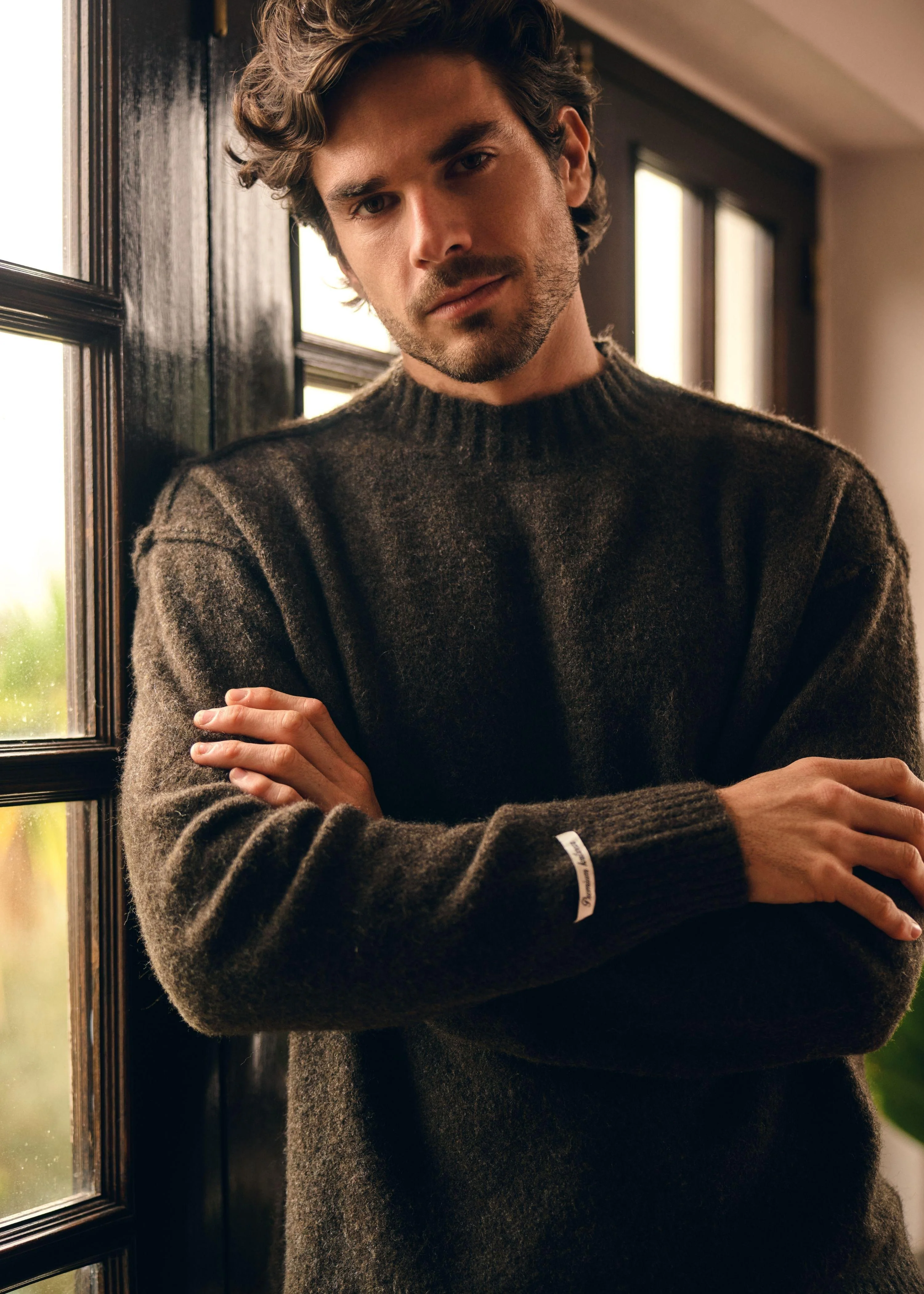 Cozy Brand Knit Crewneck - Brown - Image 8