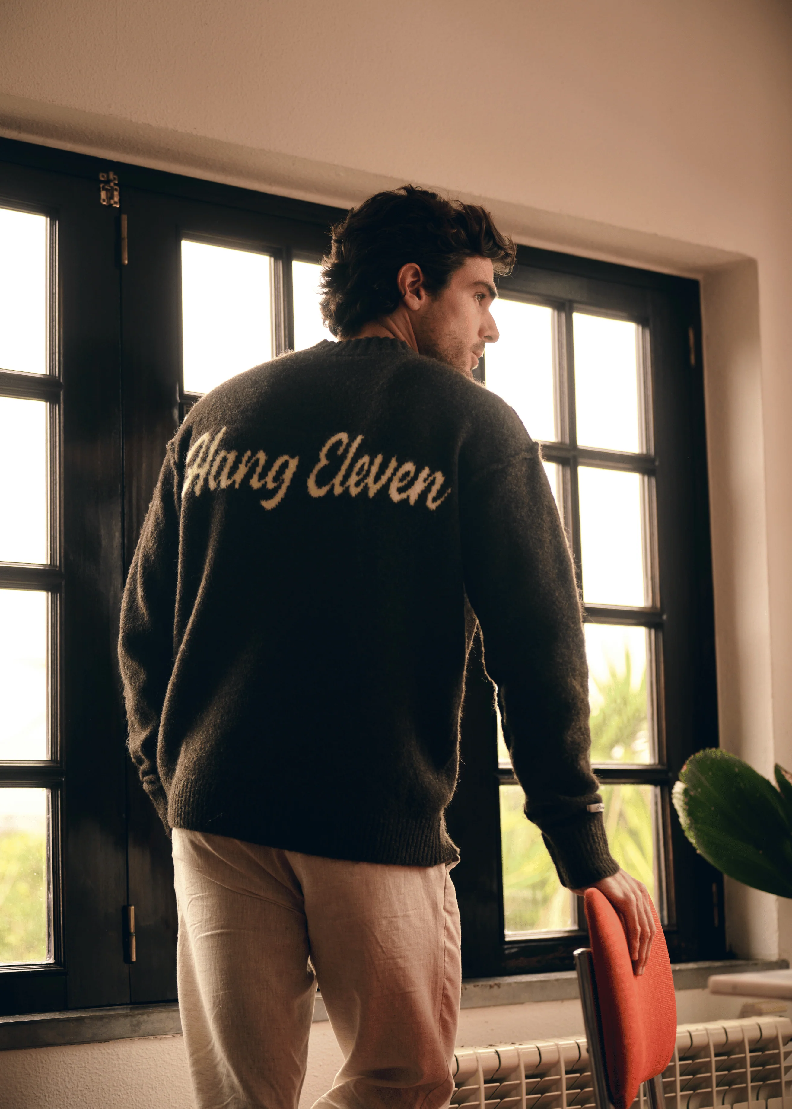 Cozy Brand Knit Crewneck - Brown - Image 9