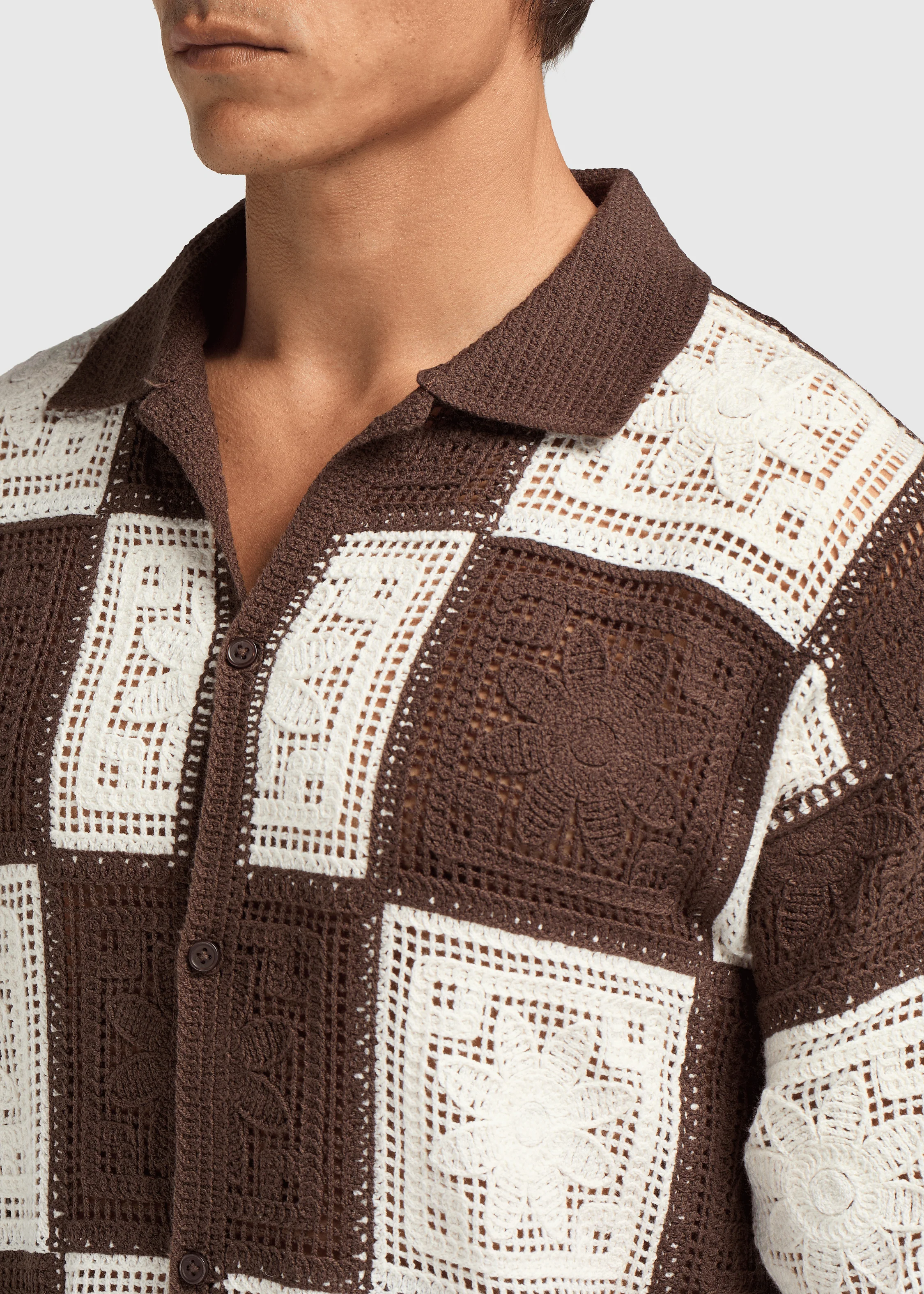 Crochet Shirt - Brown - Image 4