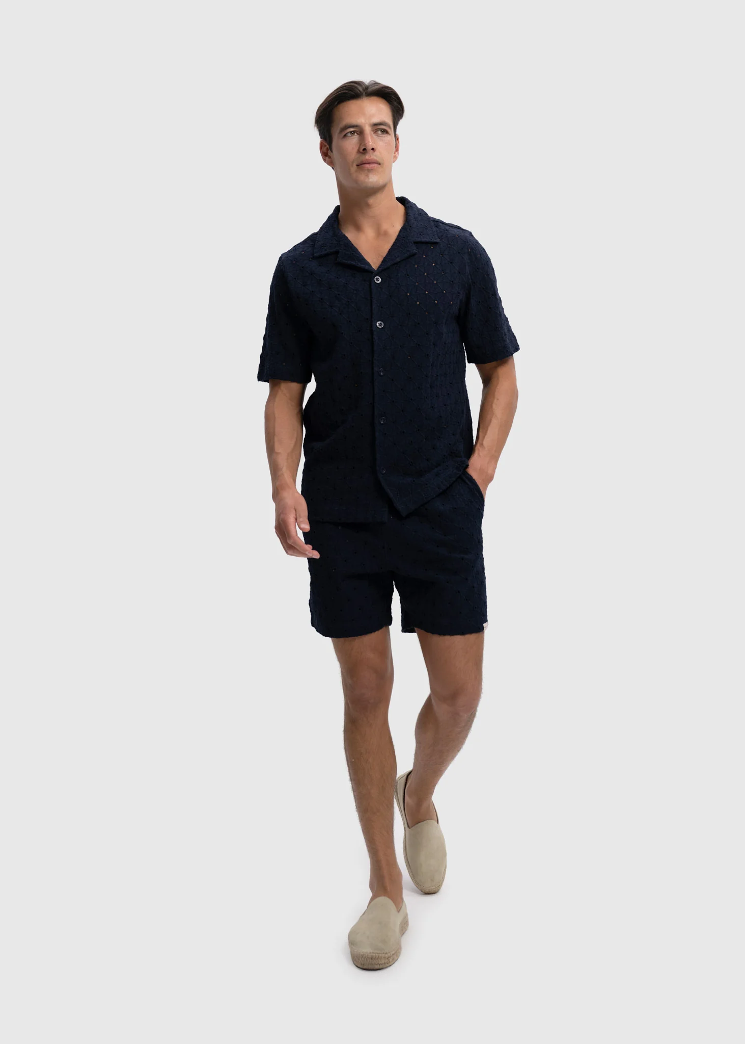 Crochet Sunrise Shirt - Navy Blue - Image 5