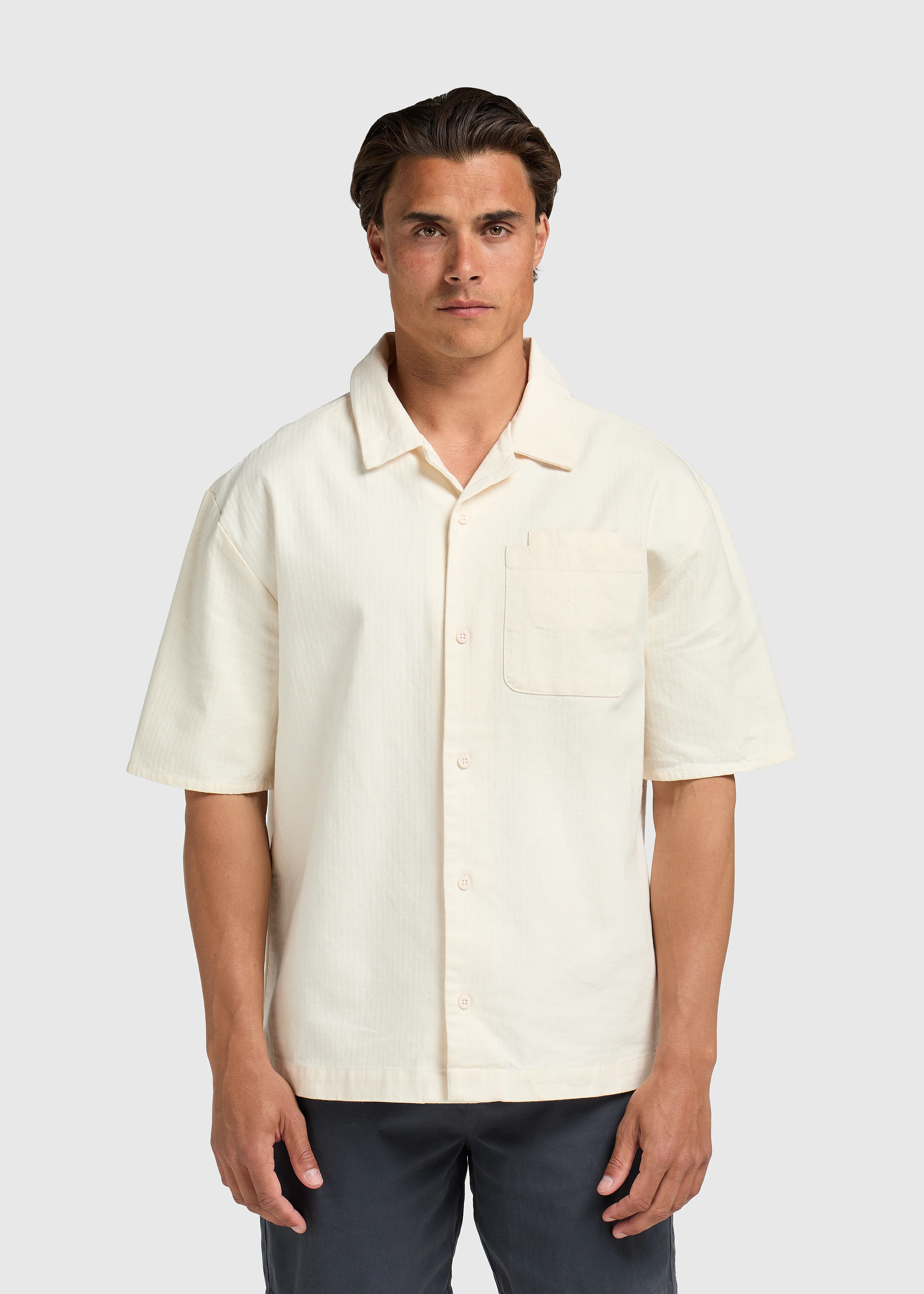 Herringbone Resort Shirt - White Sand