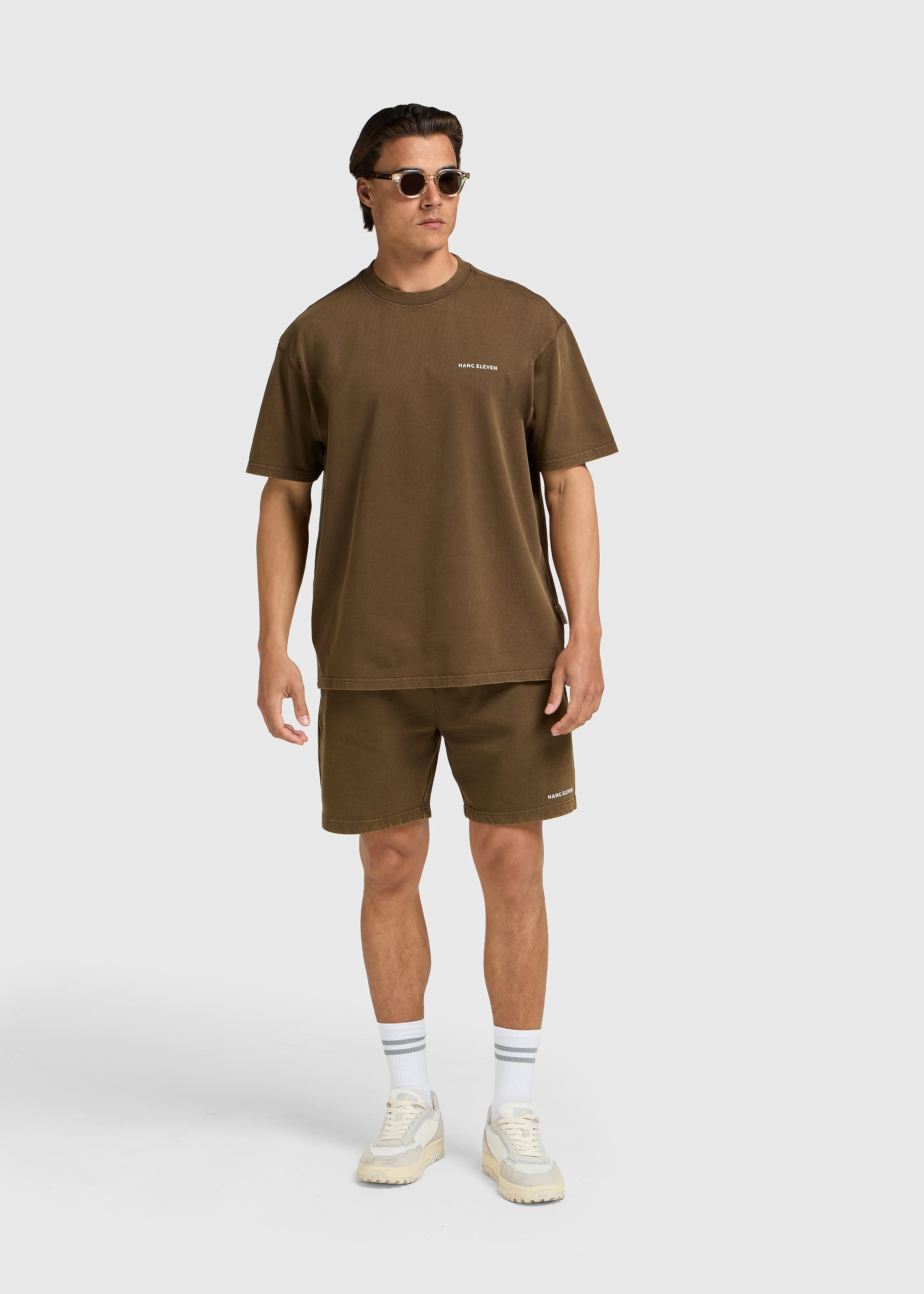 Washed Essential Sweat Short - Brown - Image 6