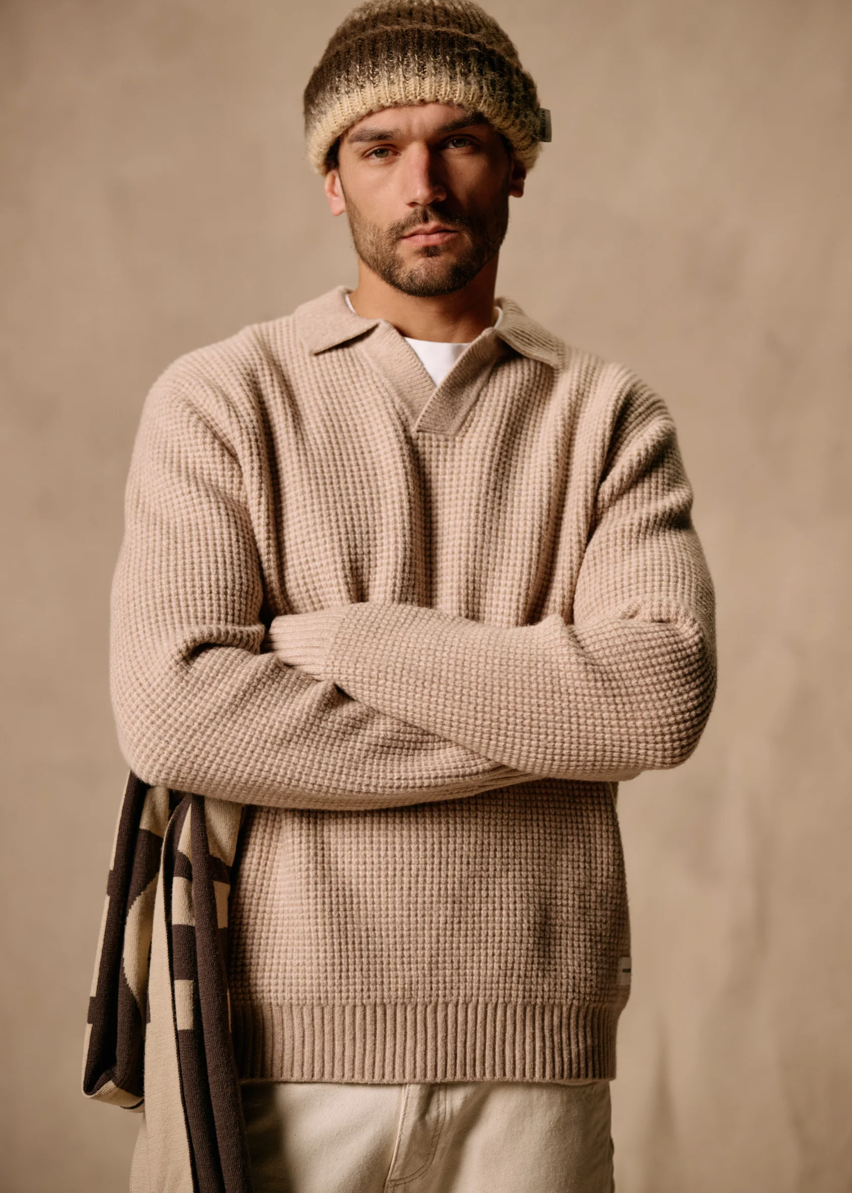 Riva Waffle Polo - Dark Sand - Image 6