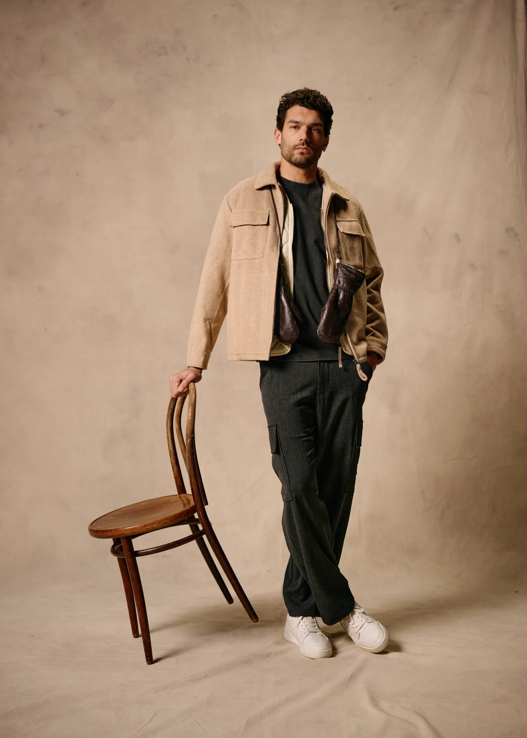 Herringbone Zip Jacket - Desert - Image 6