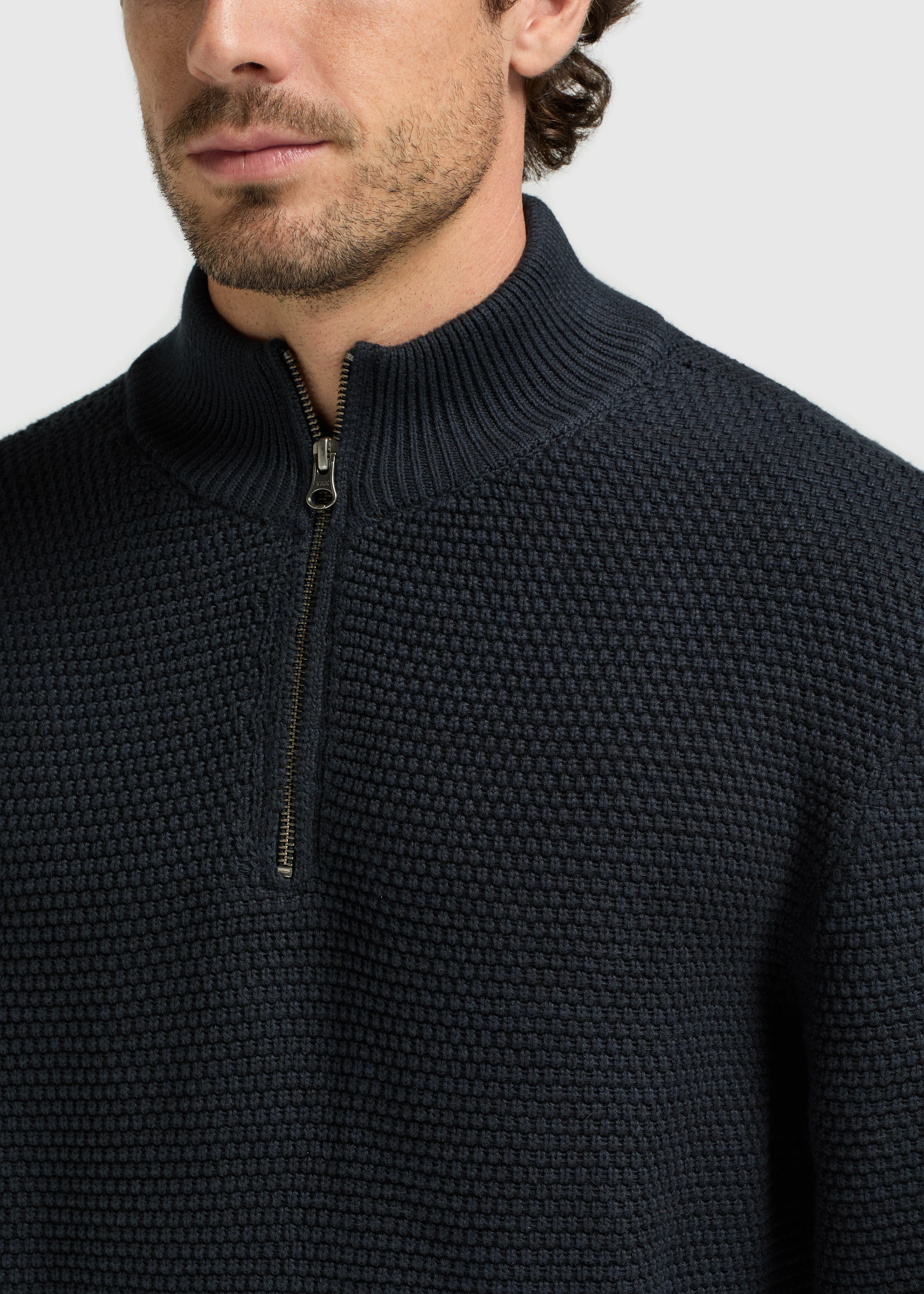 Structure Half Zip Knit - Navy Melange - Image 5