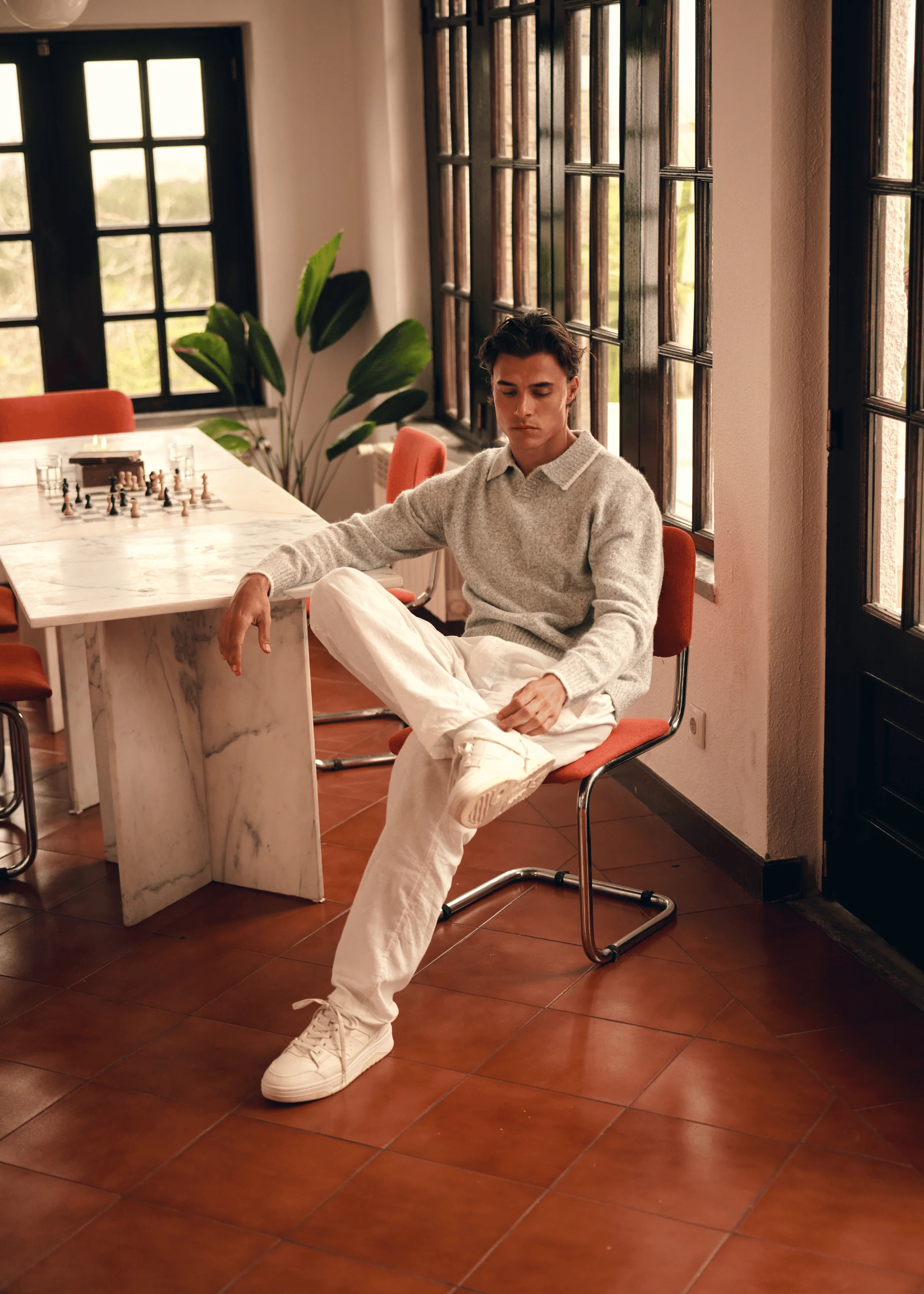 Soft Knit Polo - Grey Melee - Image 5