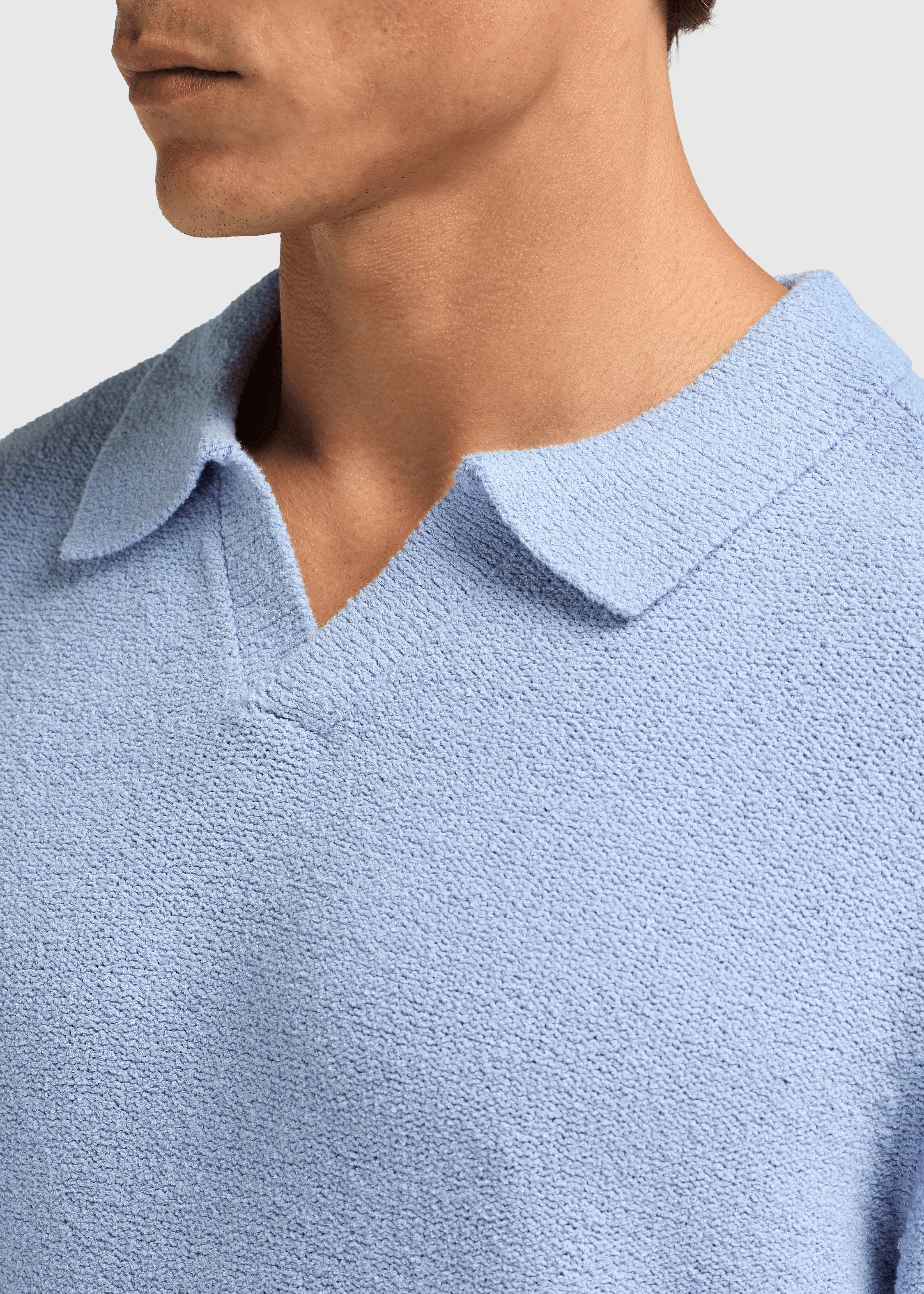 Loop Knit Polo - Light Blue - Image 3