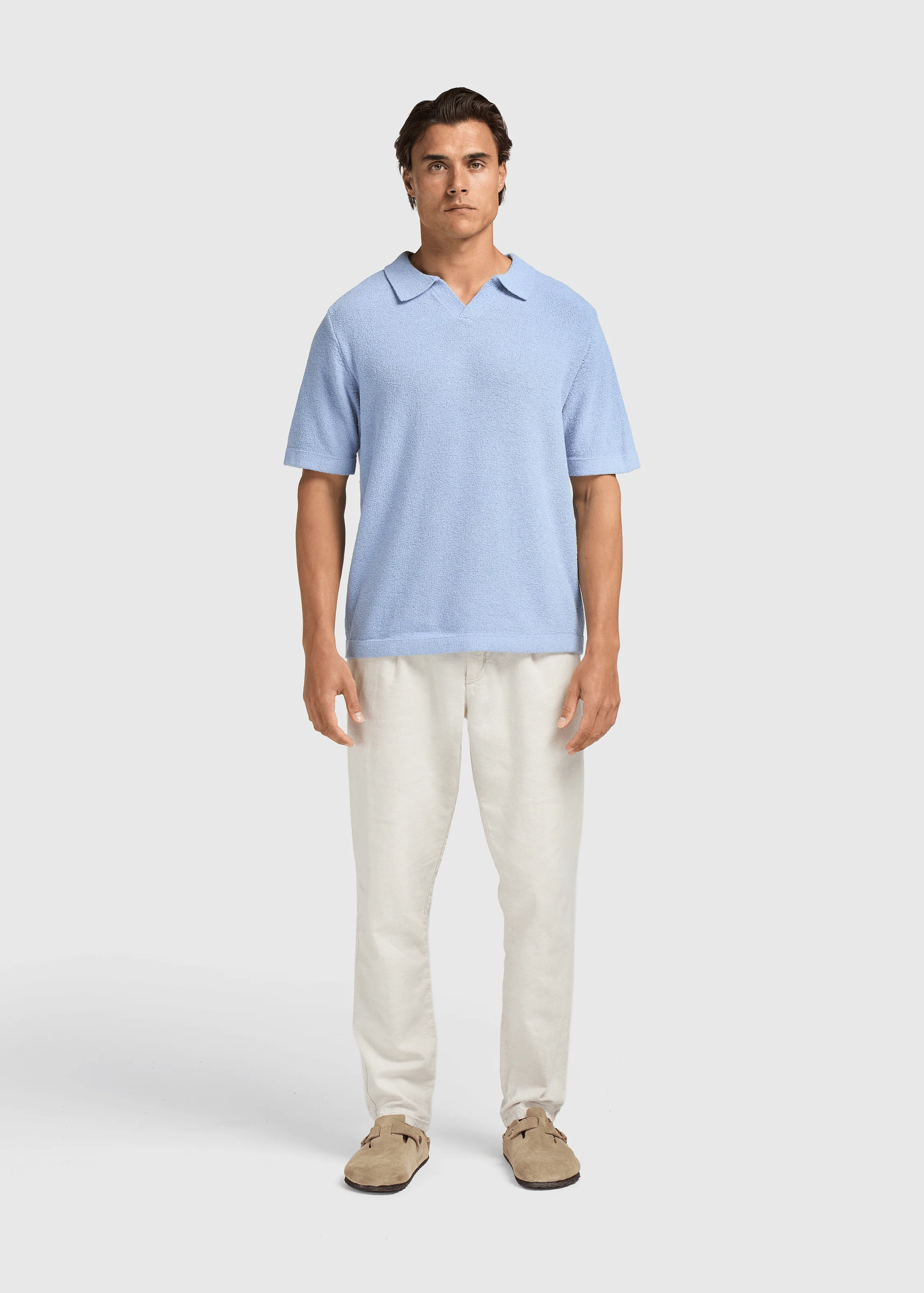 Loop Knit Polo - Light Blue - Image 4