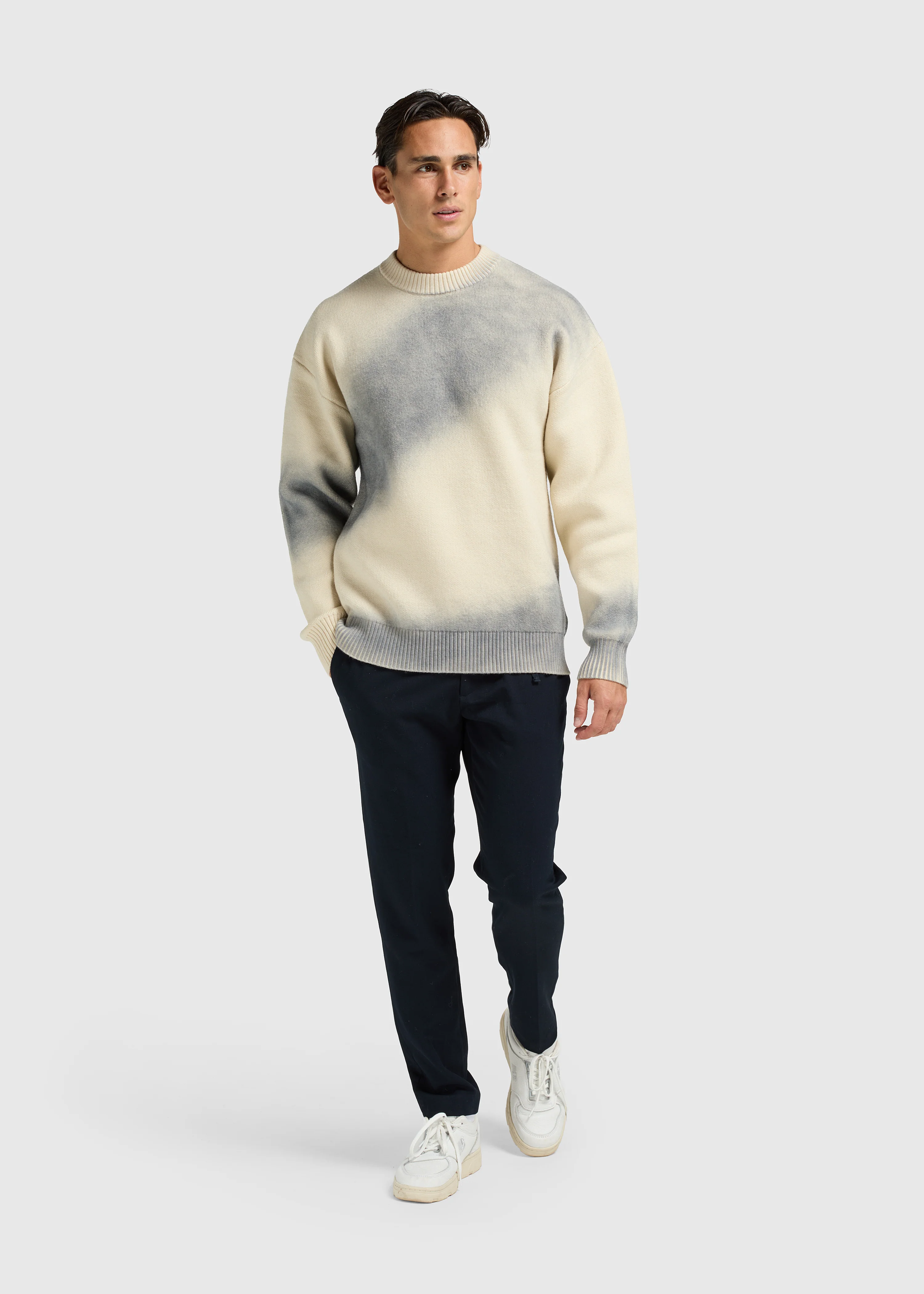 Spray Knit Crewneck - Stone Grey - Image 5