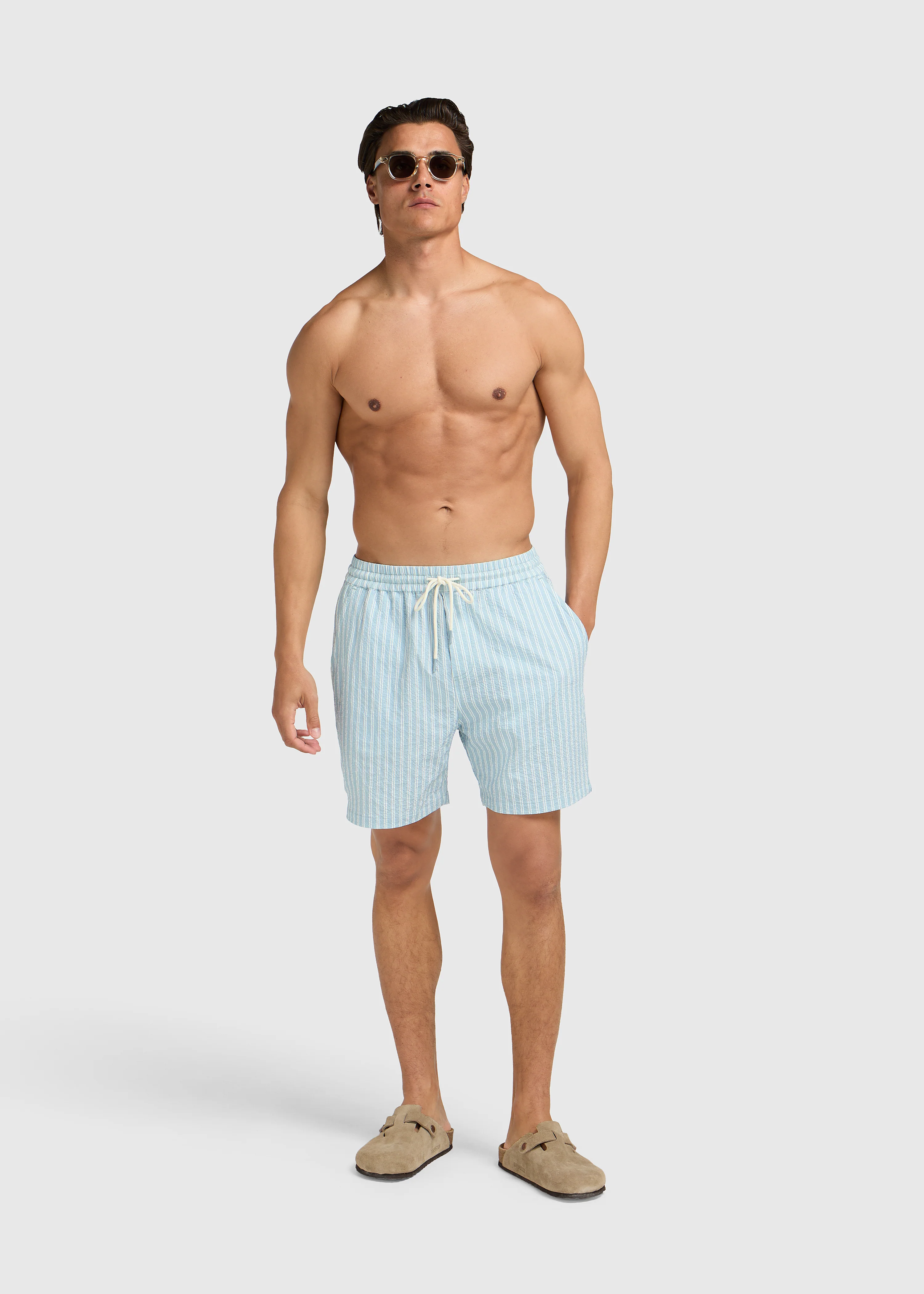 Seersucker Swim Short - Light Blue - Image 13