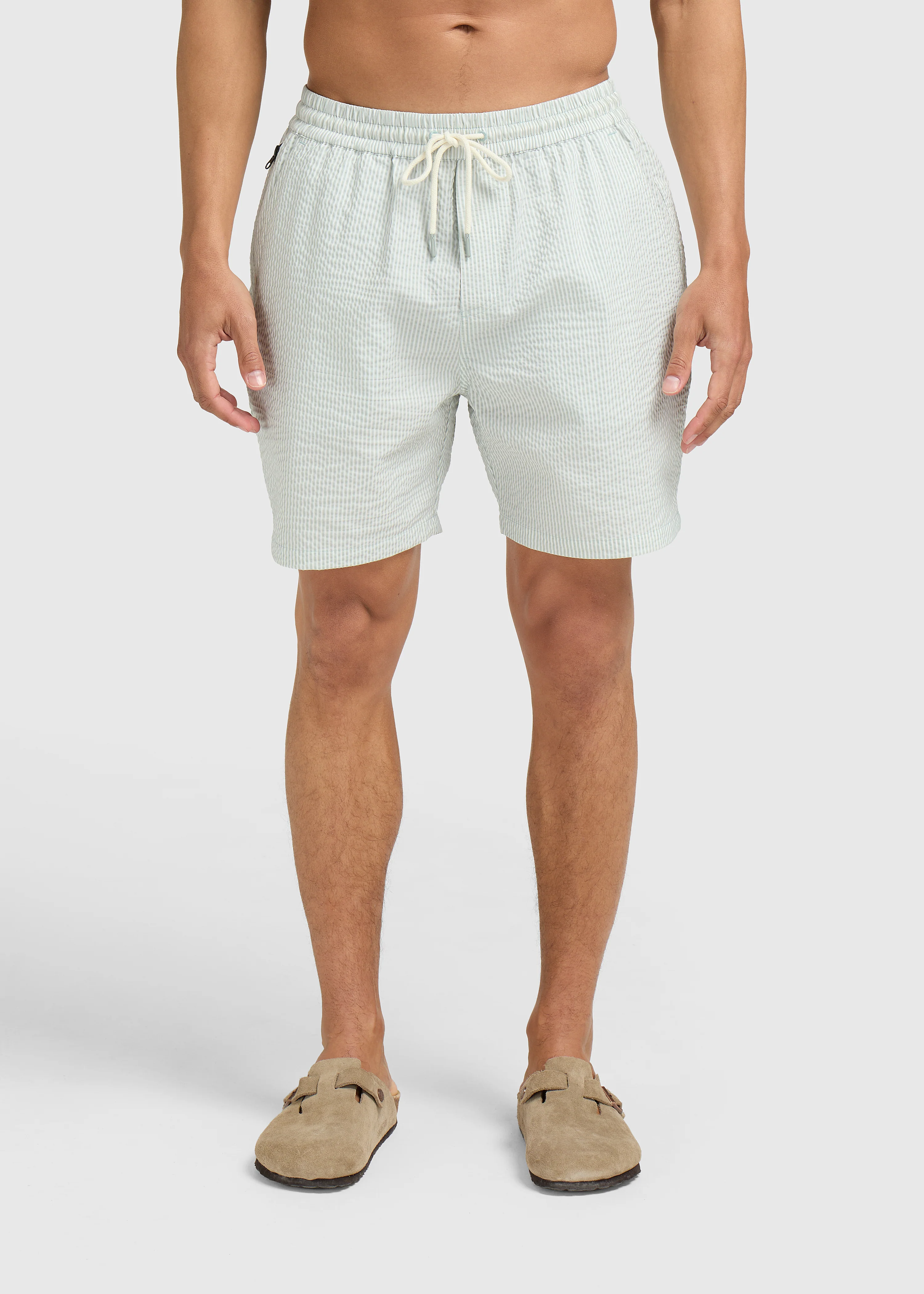Stripe Seersucker Swim Short - Light Green - Image 6