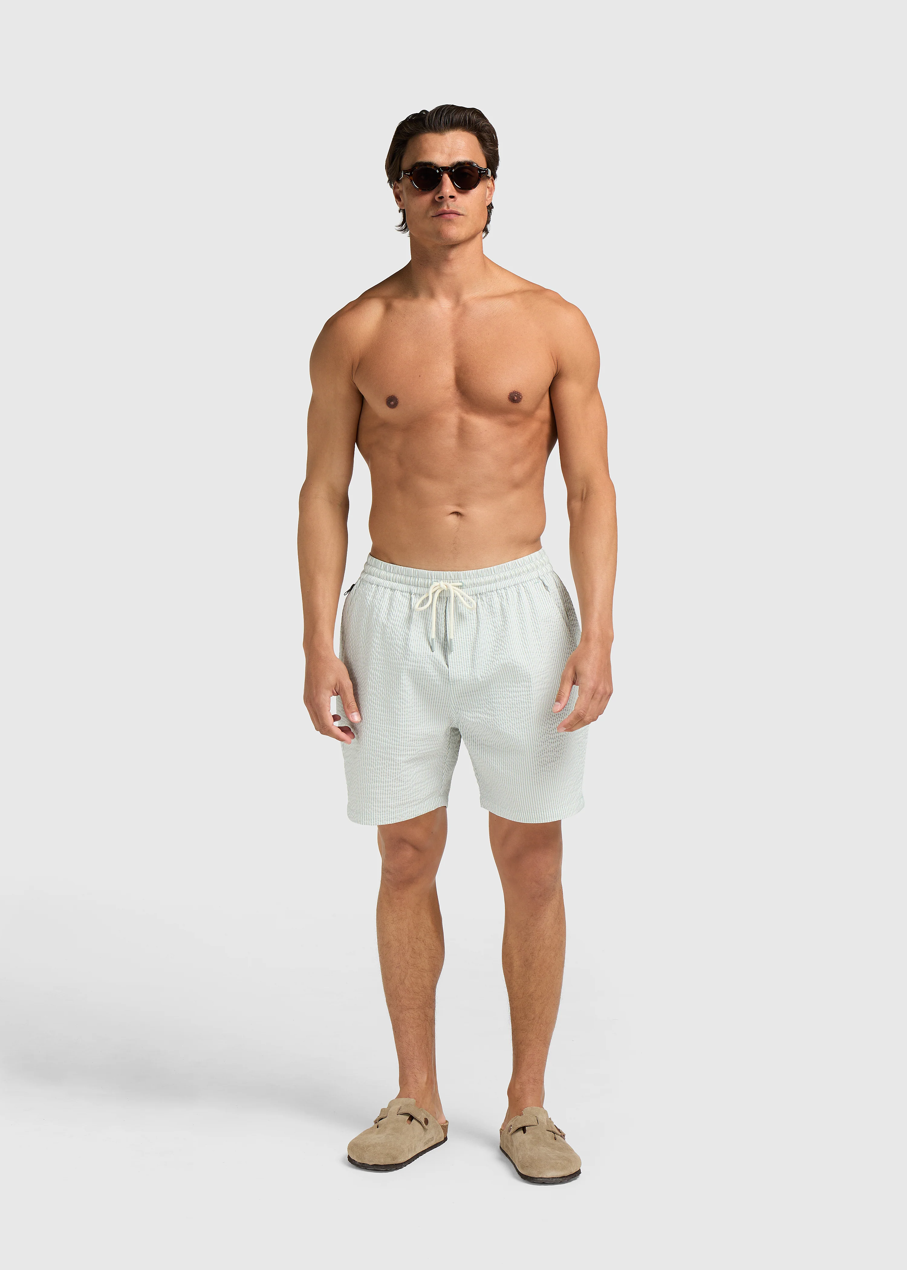 Stripe Seersucker Swim Short - Light Green - Image 8