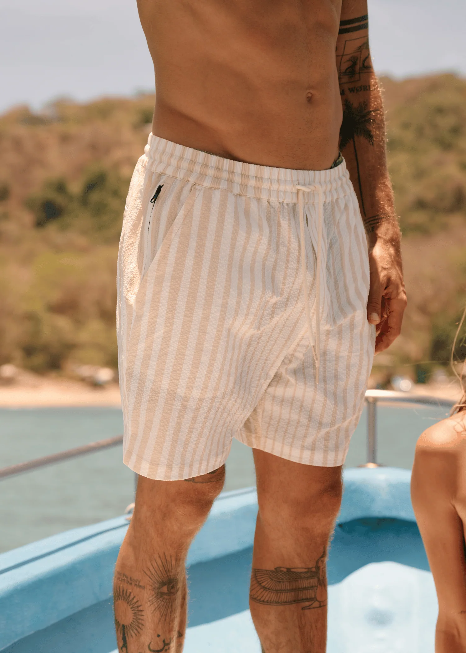 Seersucker Swim Short - White Sand - Image 4