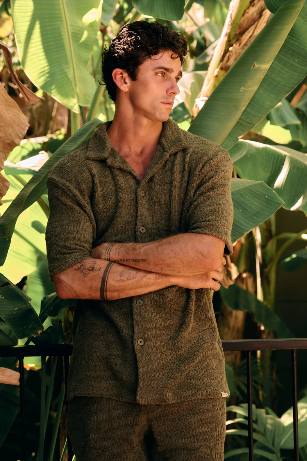 Terry Jacquard Shirt - Olive Green