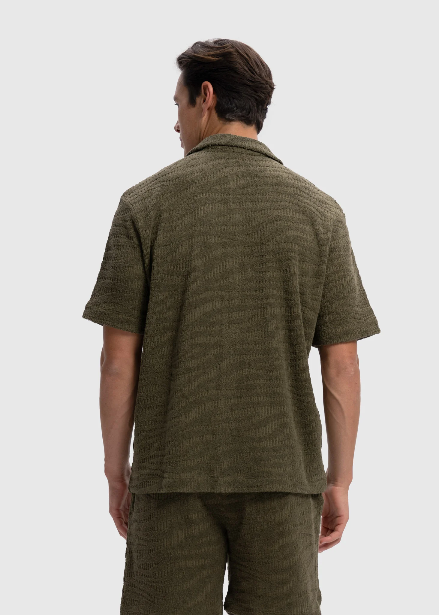 Terry Jacquard Shirt - Olive Green - Image 3