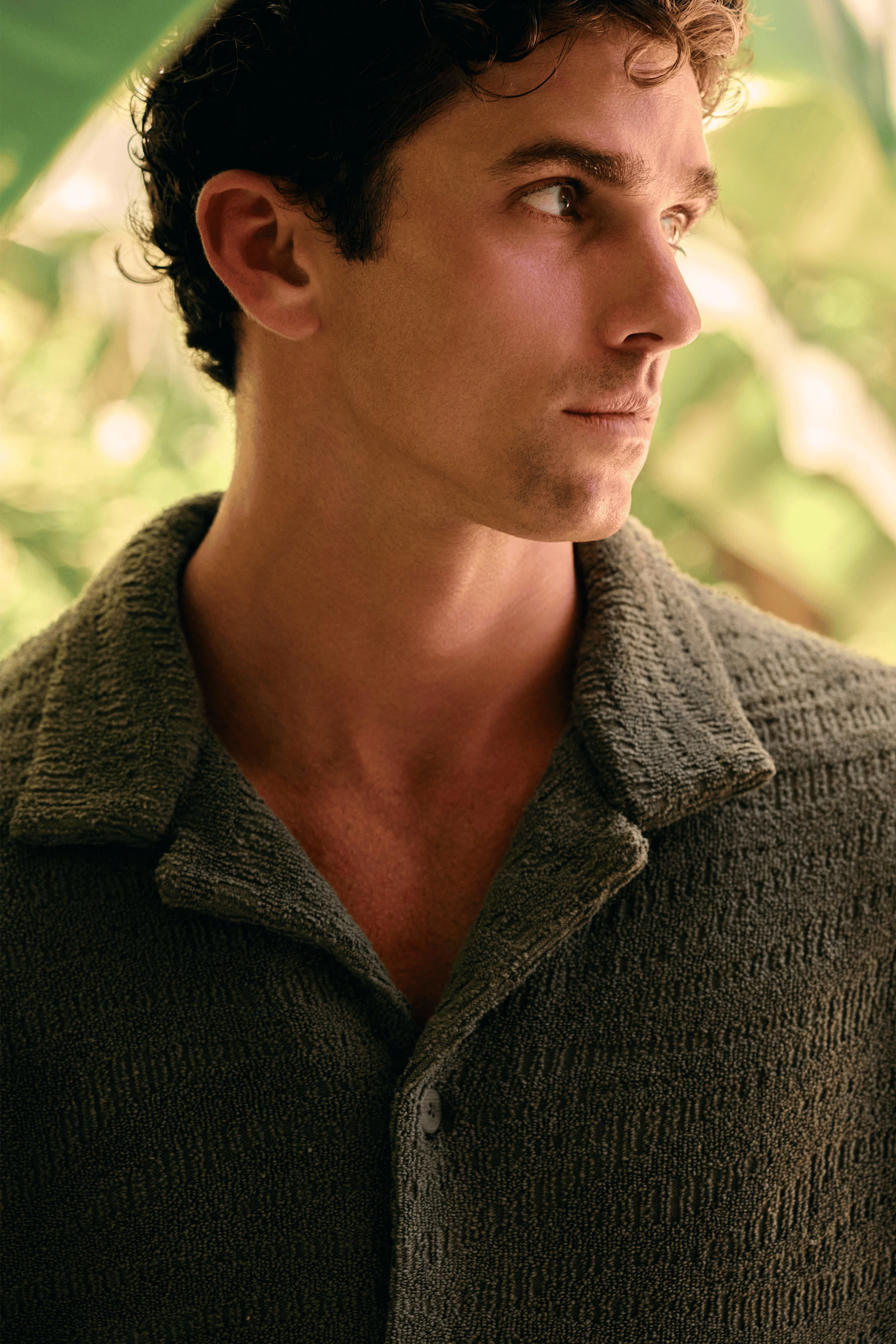 Terry Jacquard Shirt - Olive Green - Image 7