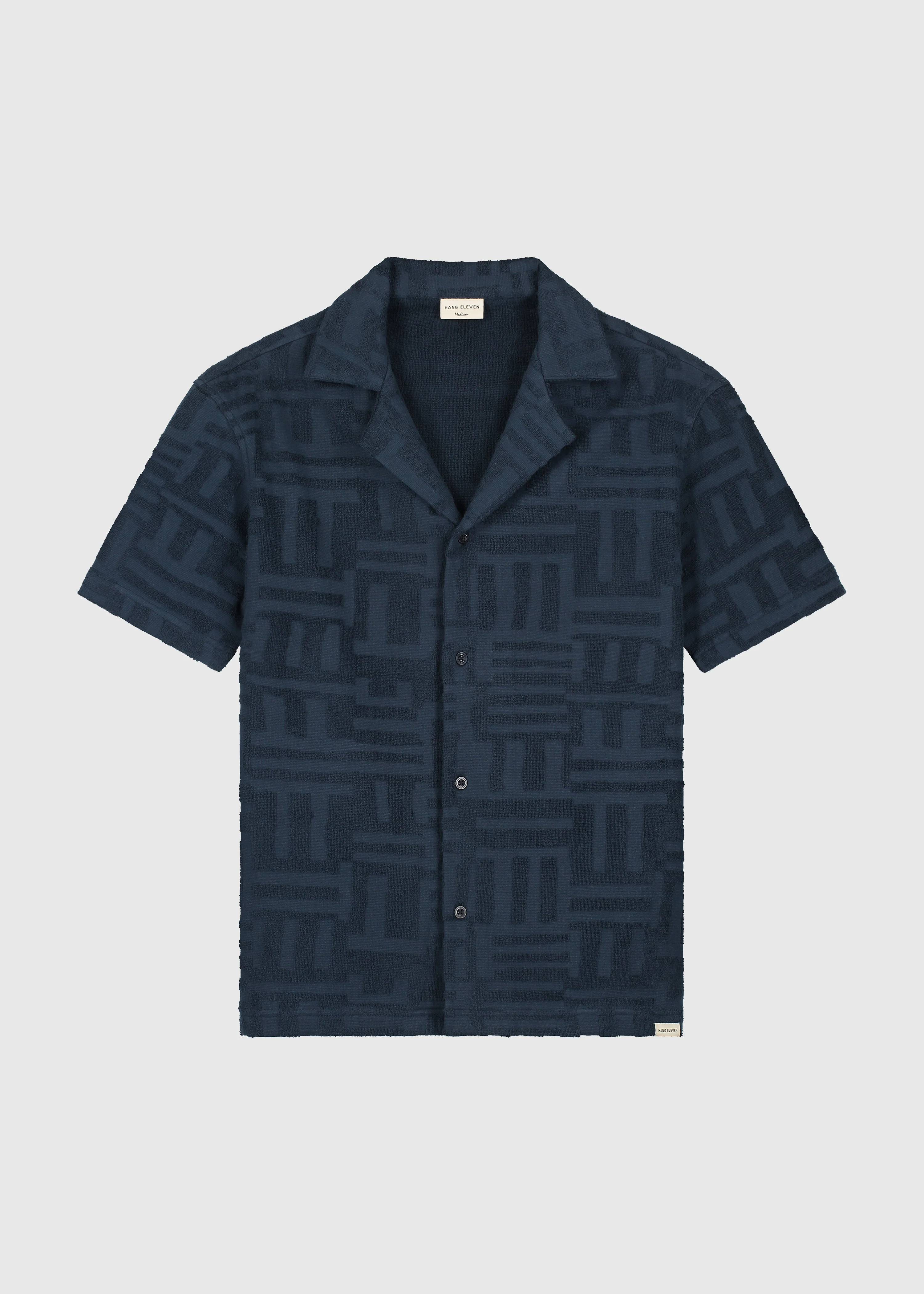 Toweling Jacquard Shirt - Navy Blue - Image 5