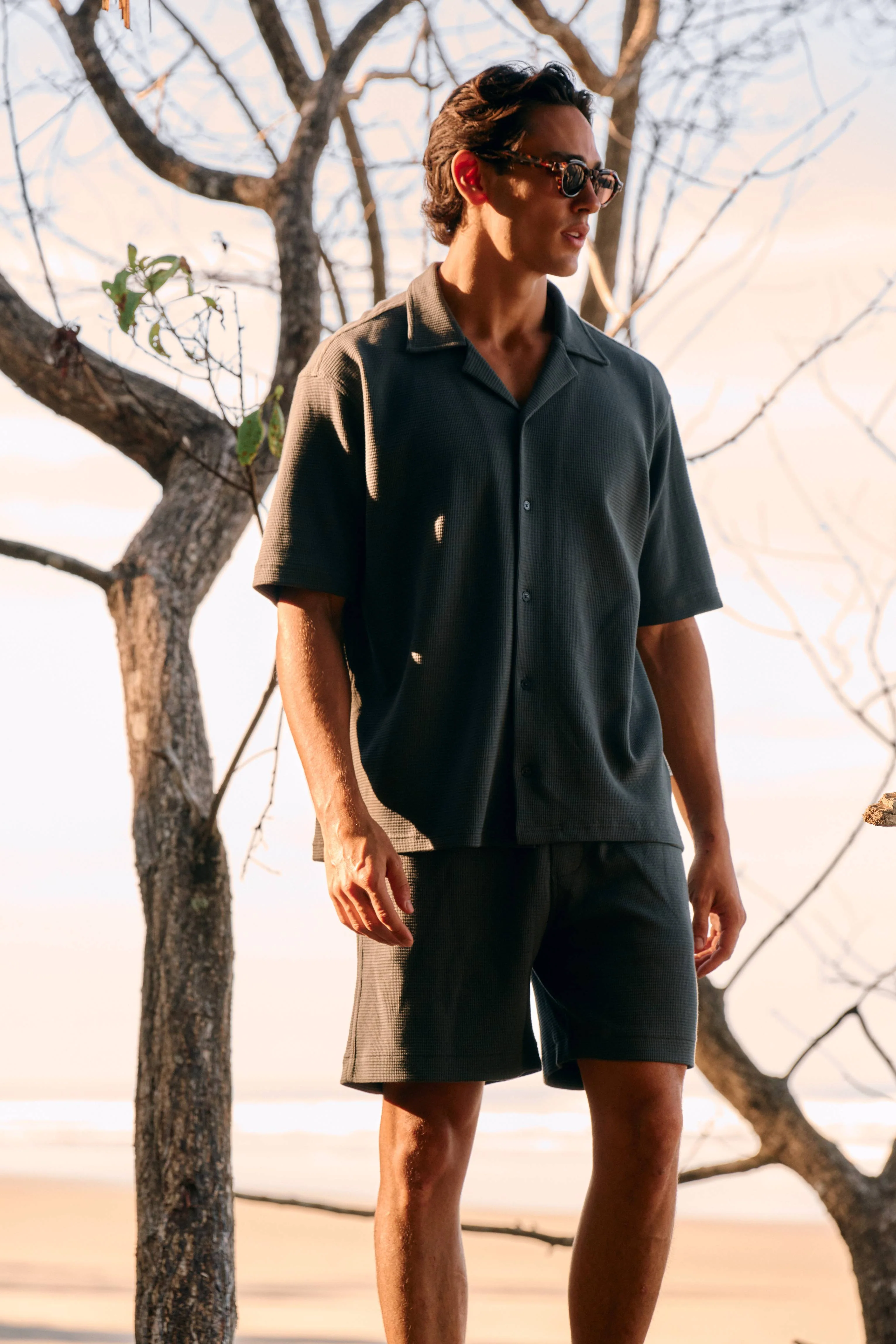 Relaxed Waffle Shirt - Navy Blue - Image 4