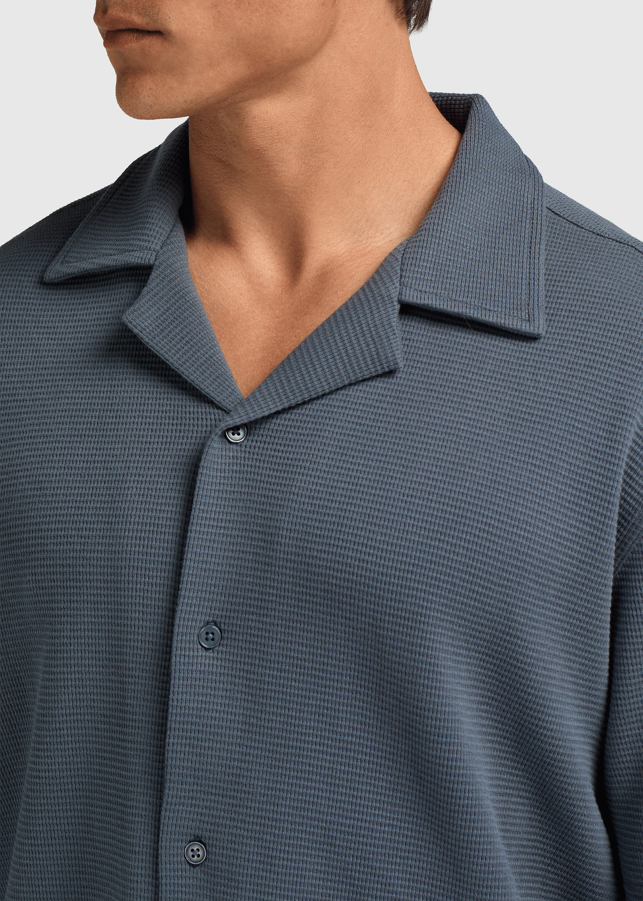 Relaxed Waffle Shirt - Navy Blue - Image 5