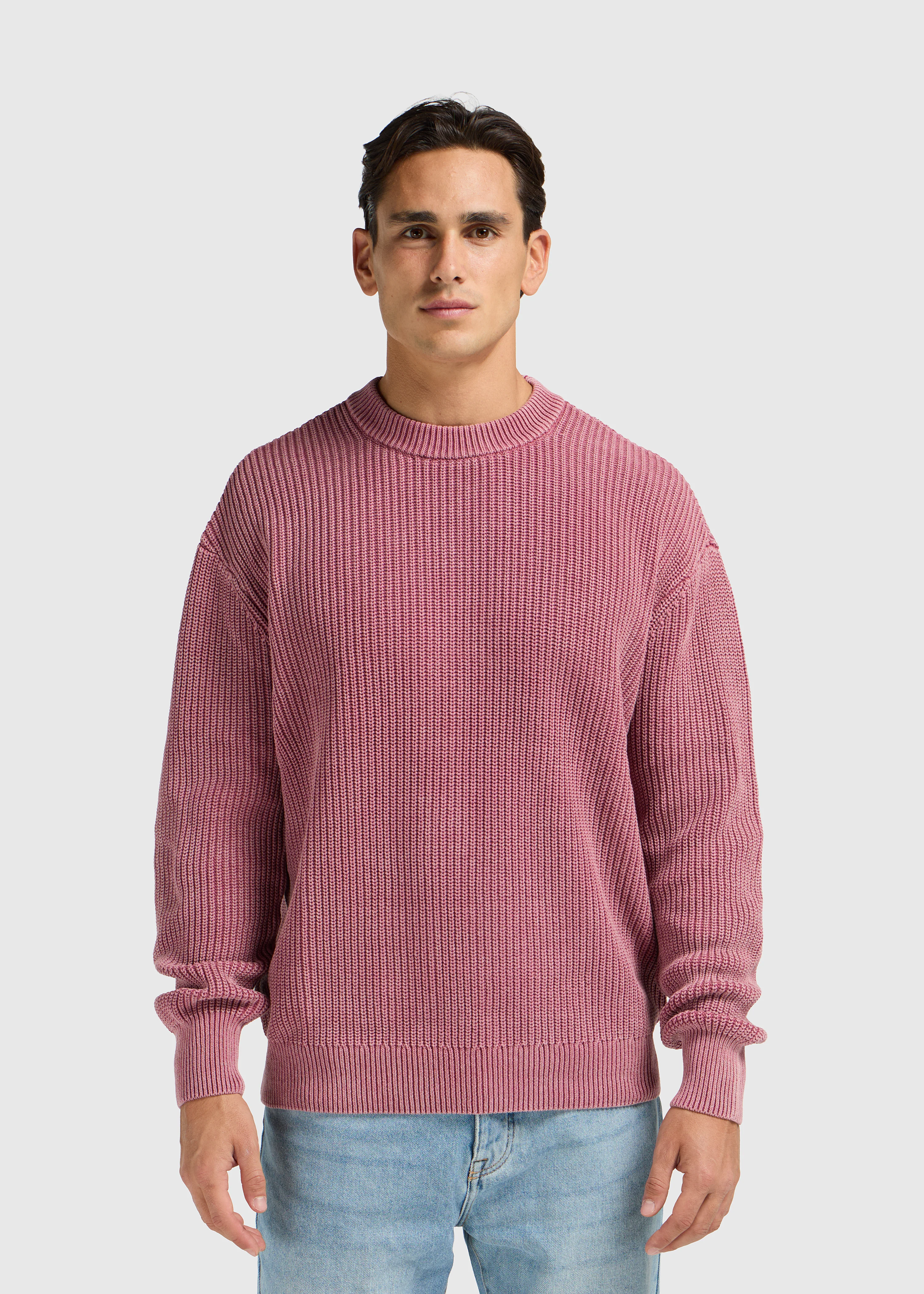 Washed Knit Crewneck - Red